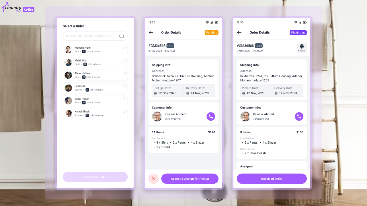LaundryMart Laundry Provider Mobile App Addon by razinsoft CodeCanyon